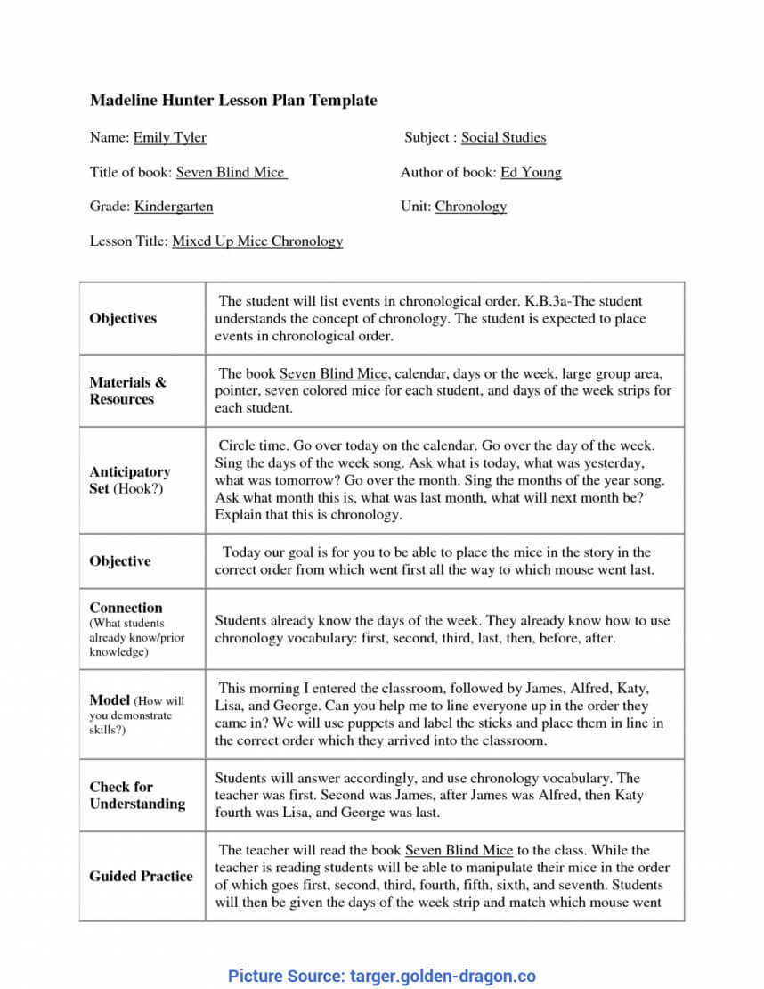 Unusual Madeline Hunter Lesson Plan Template Ideas Doc With Madeline Hunter Lesson Plan Template Word