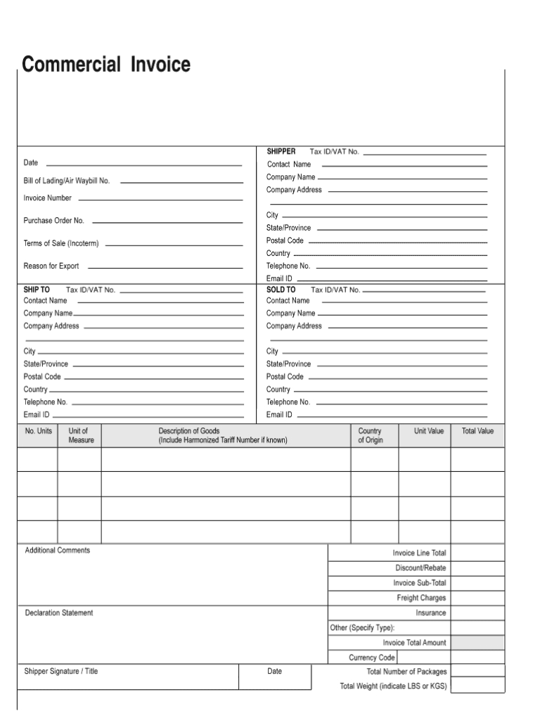 Ups commercial invoice fill online printable fillable regarding 