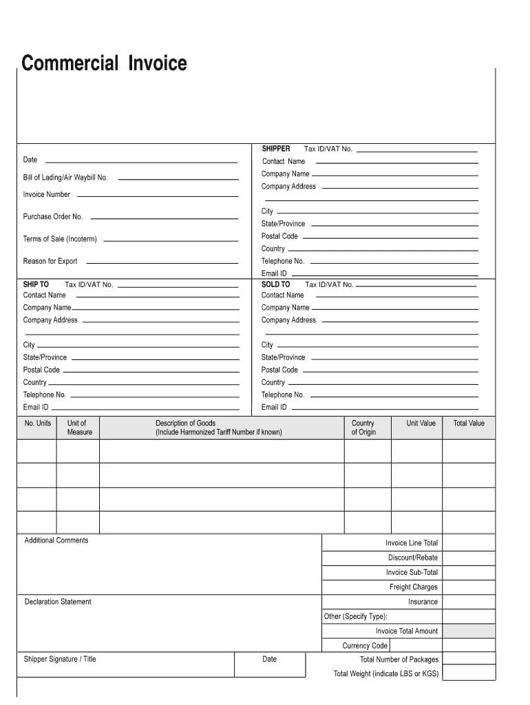 Ups Commercial Invoice – Fill Online, Printable, Fillable Regarding Commercial Invoice Template Word Doc