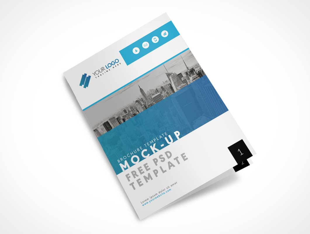 Us Letter Size Bi Fold Brochure Cover Psd Mockup – Psd Mockups Throughout Two Fold Brochure Template Psd