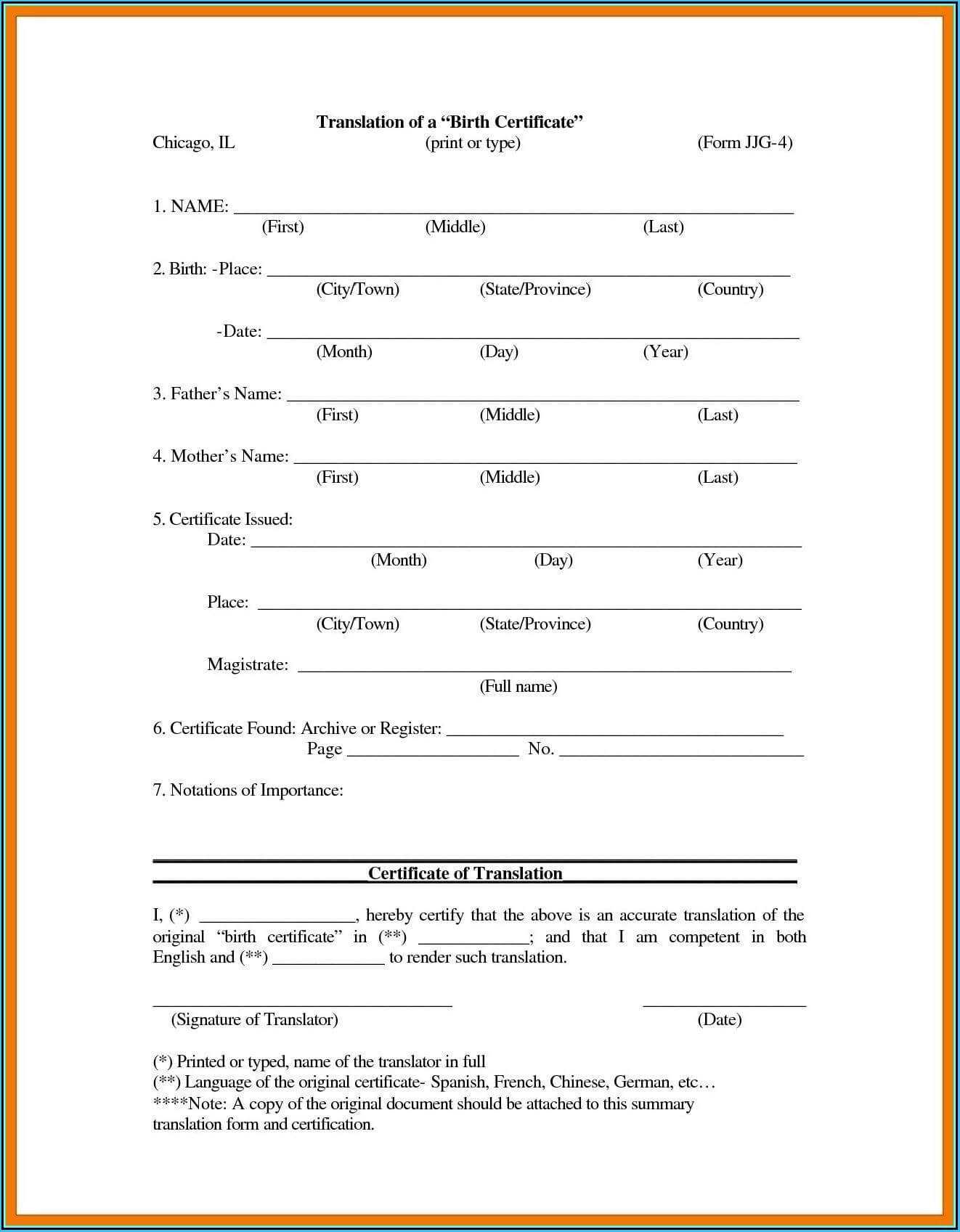 Uscis Birth Certificate Translation Template #10036 Throughout Mexican Birth Certificate Translation Template