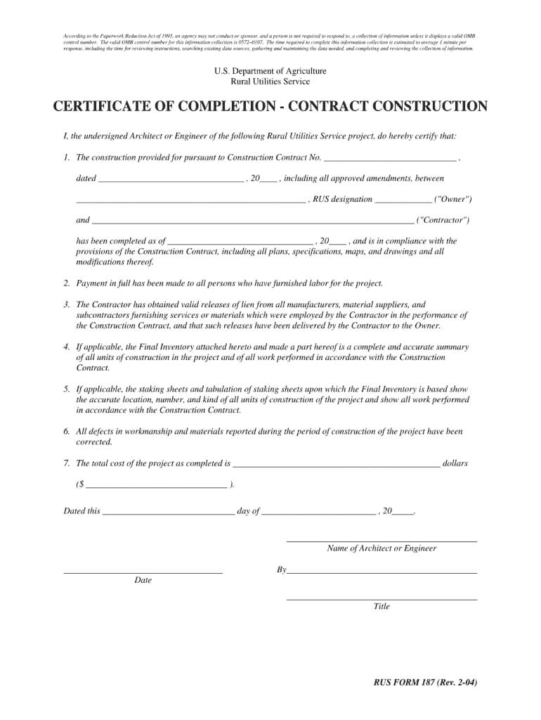 Usda Direct Constrution Loan Draw Form – Fill Online Inside Certificate Of Substantial Completion Template