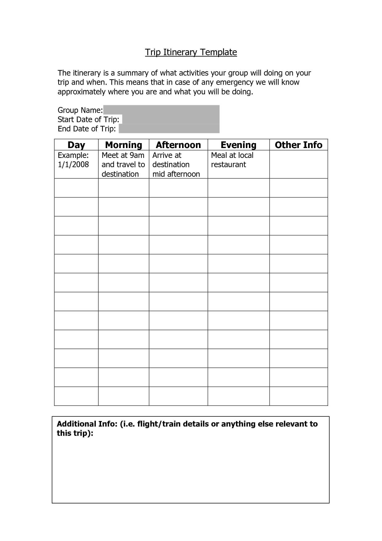 Vacation Itenerary Template | Trip Itinerary Template For Travel Brochure Template Ks2