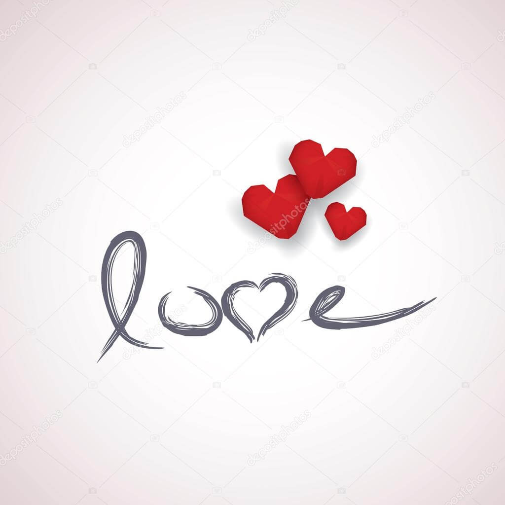 Valentine Card Template With Handwritten Word Love And Red With Regard To Valentine Card Template Word
