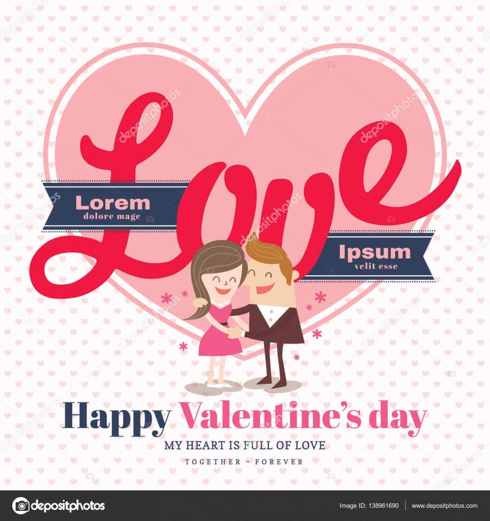 Valentine's Day Card With Love Word — Stock Vector © Kraphix Within Valentine Card Template Word