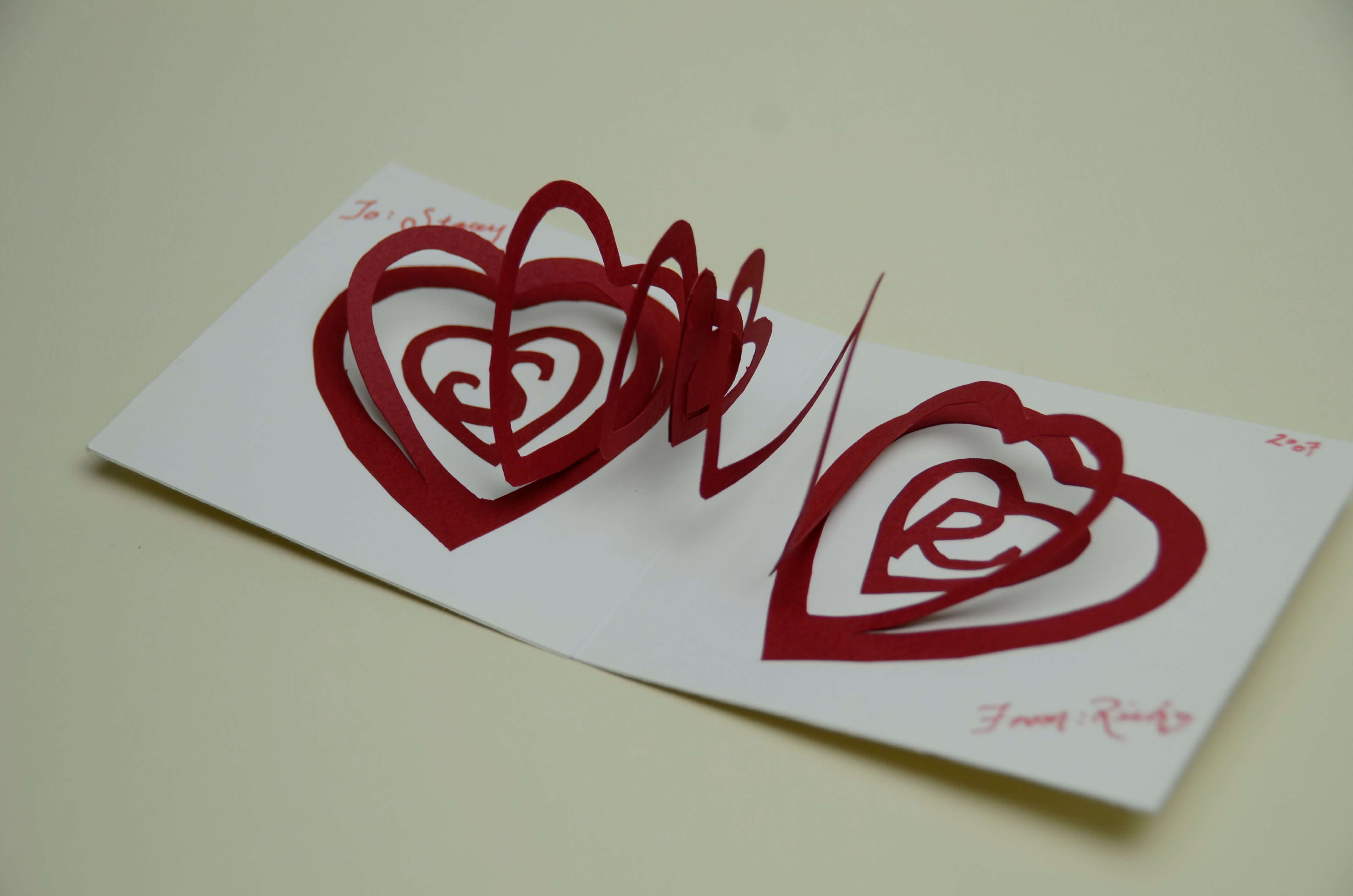 Valentine's Day Pop Up Card: Spiral Heart Tutorial Regarding 3D Heart Pop Up Card Template Pdf