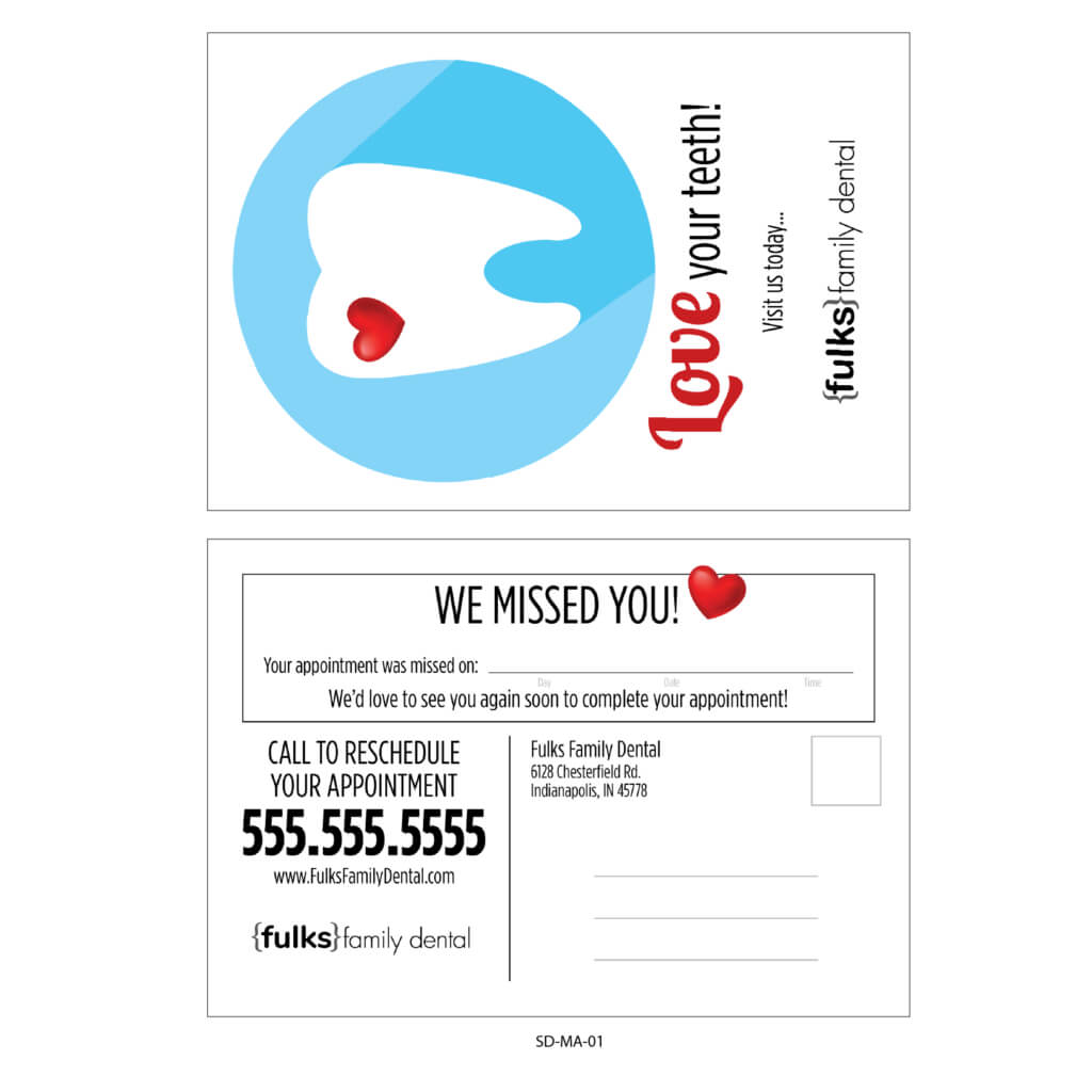 Variable Data Missed Appointment Reminder Card Templates Intended For Dentist Appointment Card Template