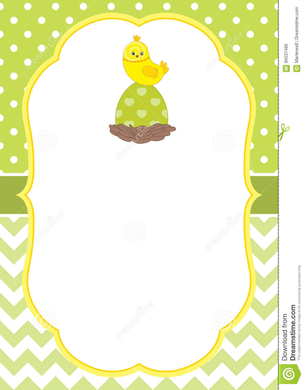 Vector Card Template With A Cute Chick On Polka Dot And With Regard To Easter Chick Card Template