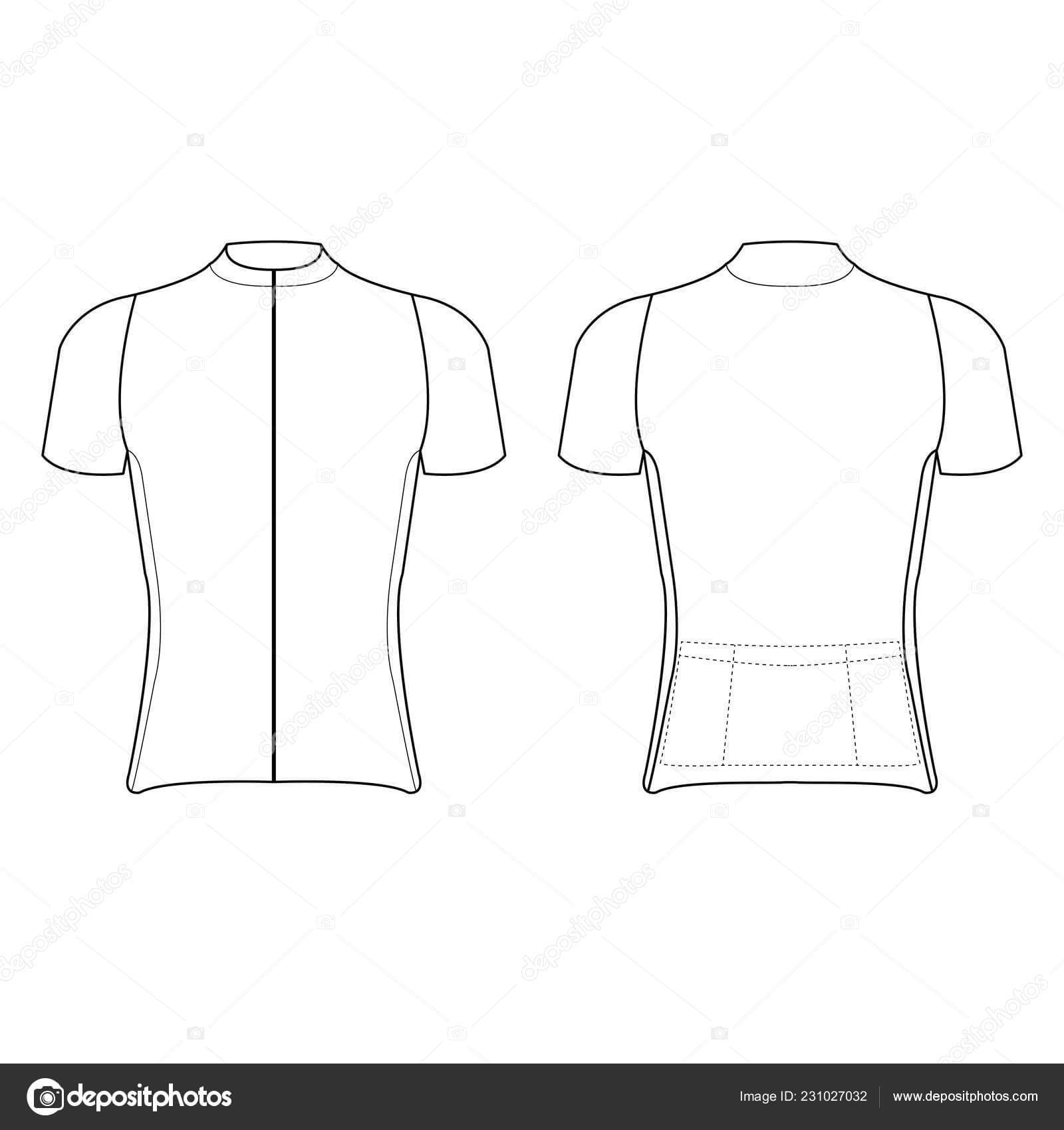 Vector: Cycling Jersey Outline | Cycling Jersey Design Blank Regarding Blank Cycling Jersey Template
