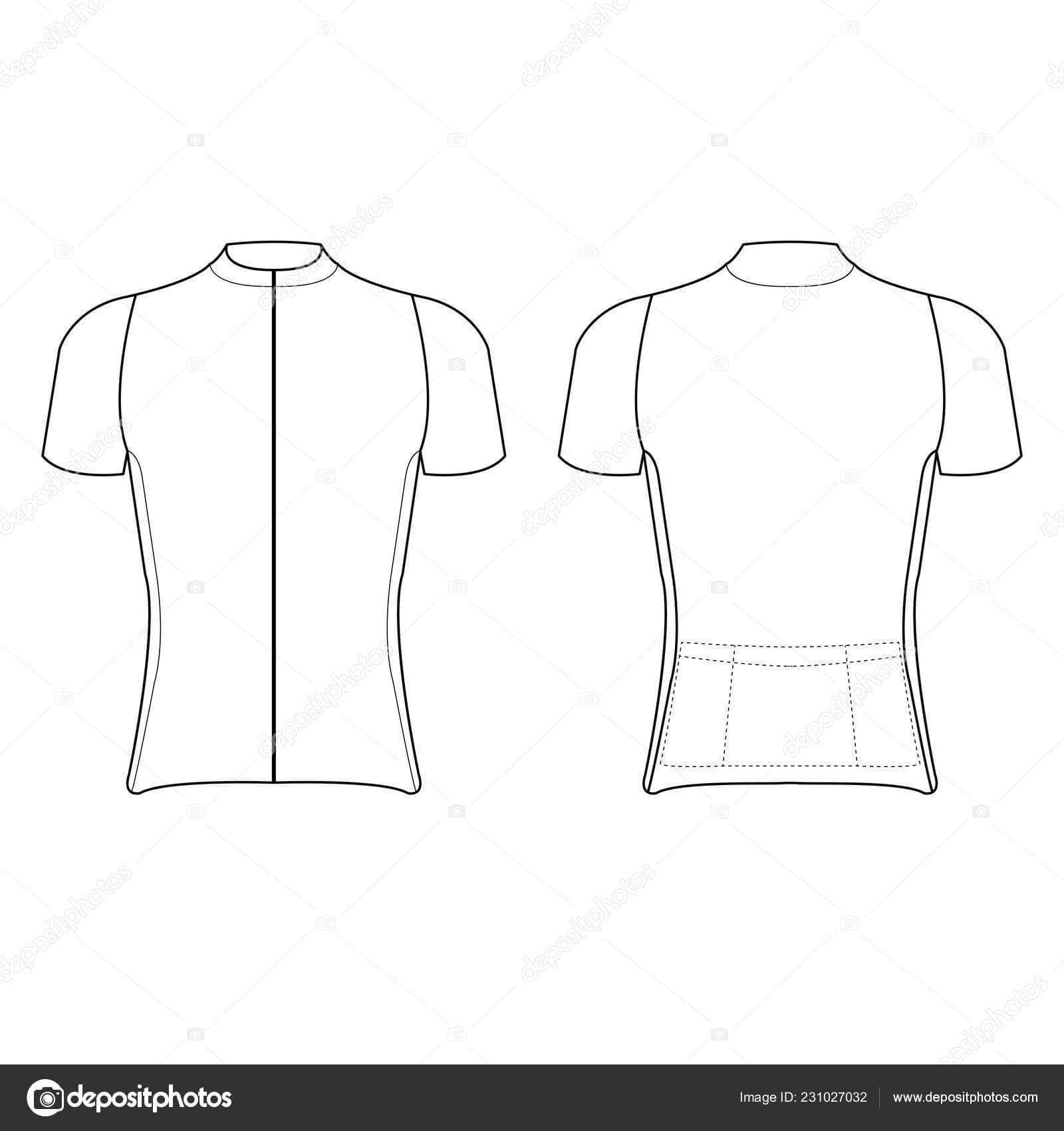 Vector: Cycling Jersey Outline | Cycling Jersey Design Blank Regarding Blank Cycling Jersey Template