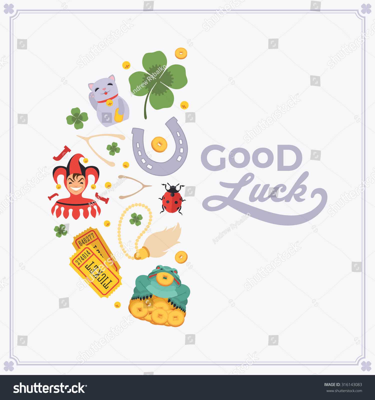 Vector Decorating Design Made Lucky Charms Stock Vector With Regard To Good Luck Card Template