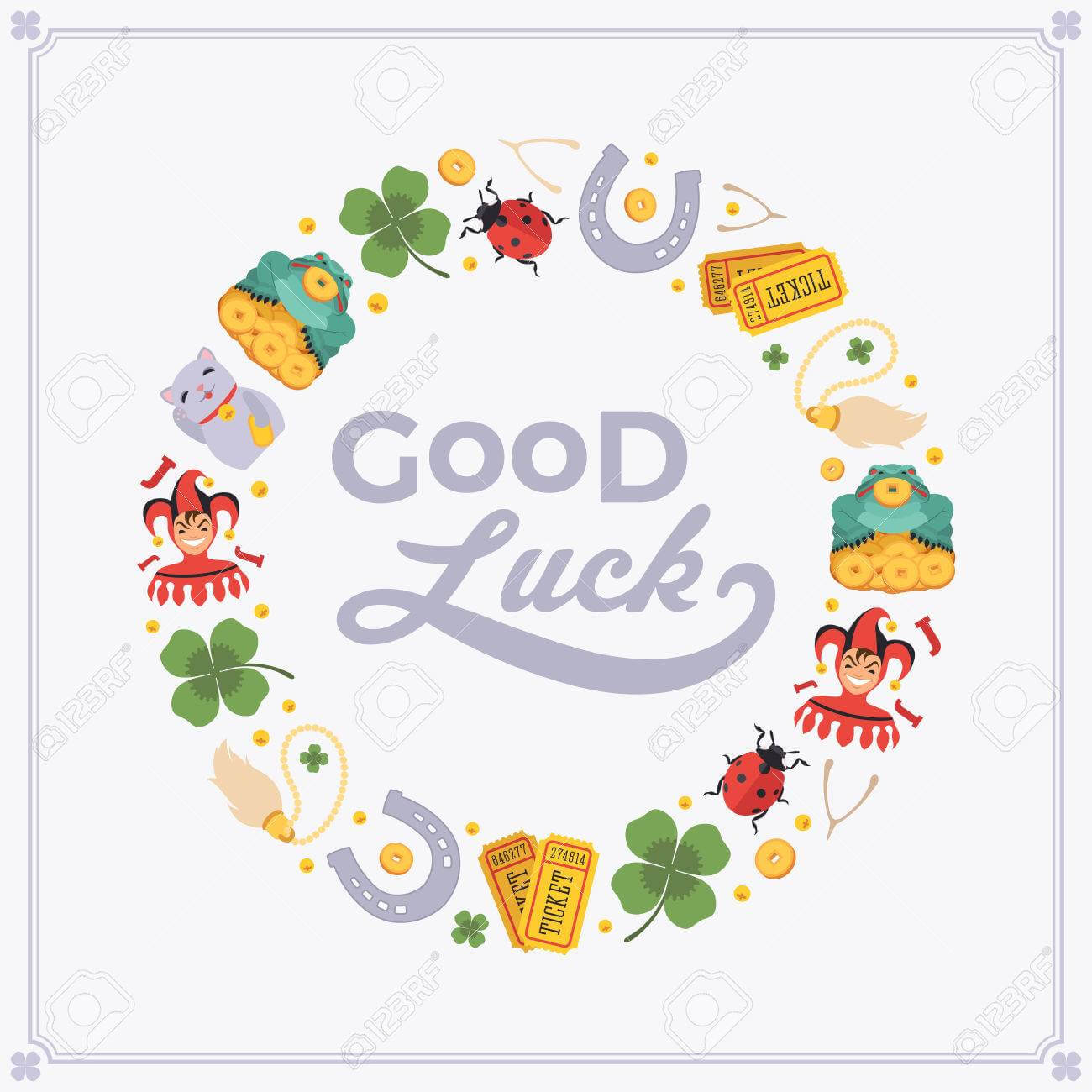 Vector Decorating Design Made Of Lucky Charms, And The Words.. Inside Good Luck Card Template