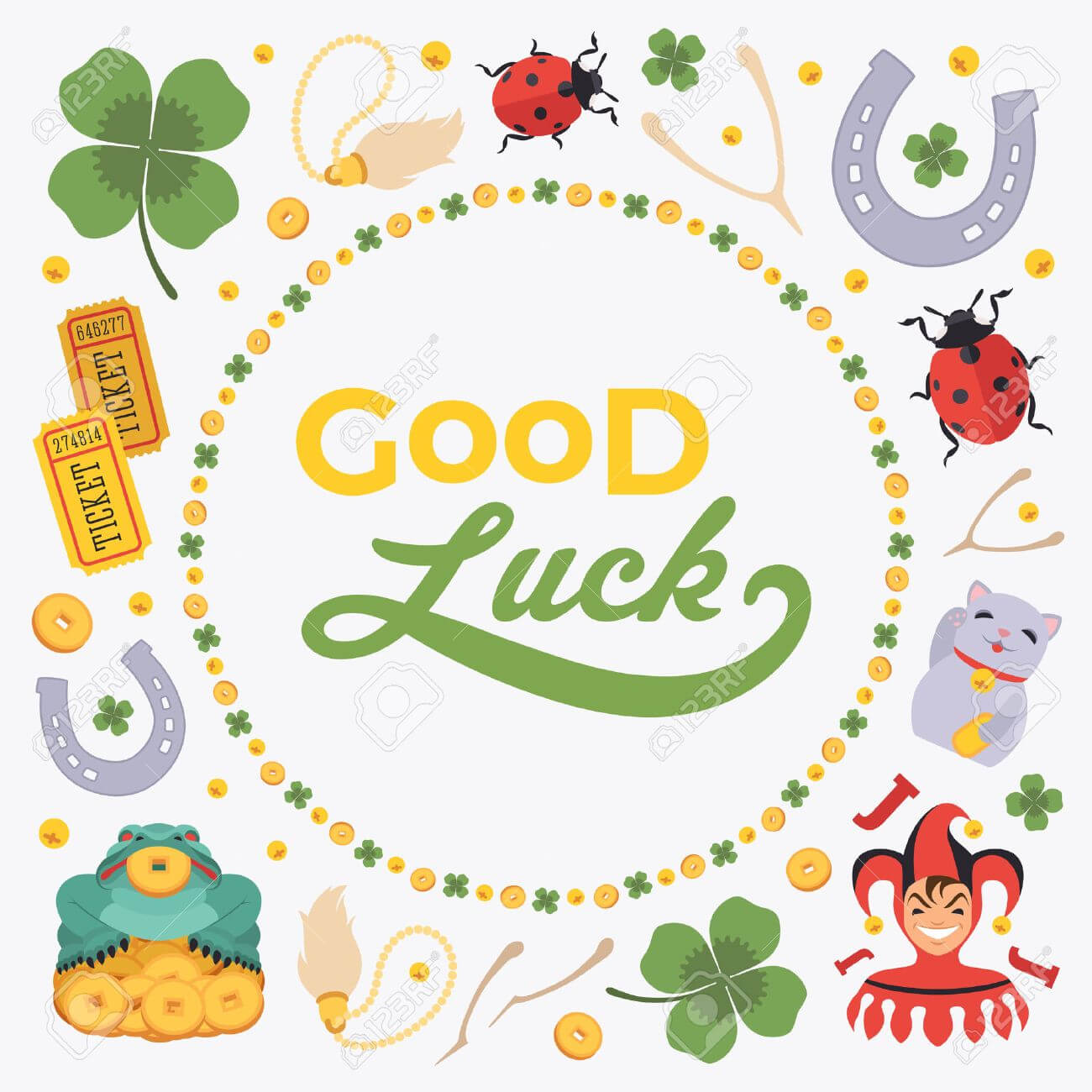 Vector Decorating Design Made Of Lucky Charms, And The Words.. Inside Good Luck Card Templates