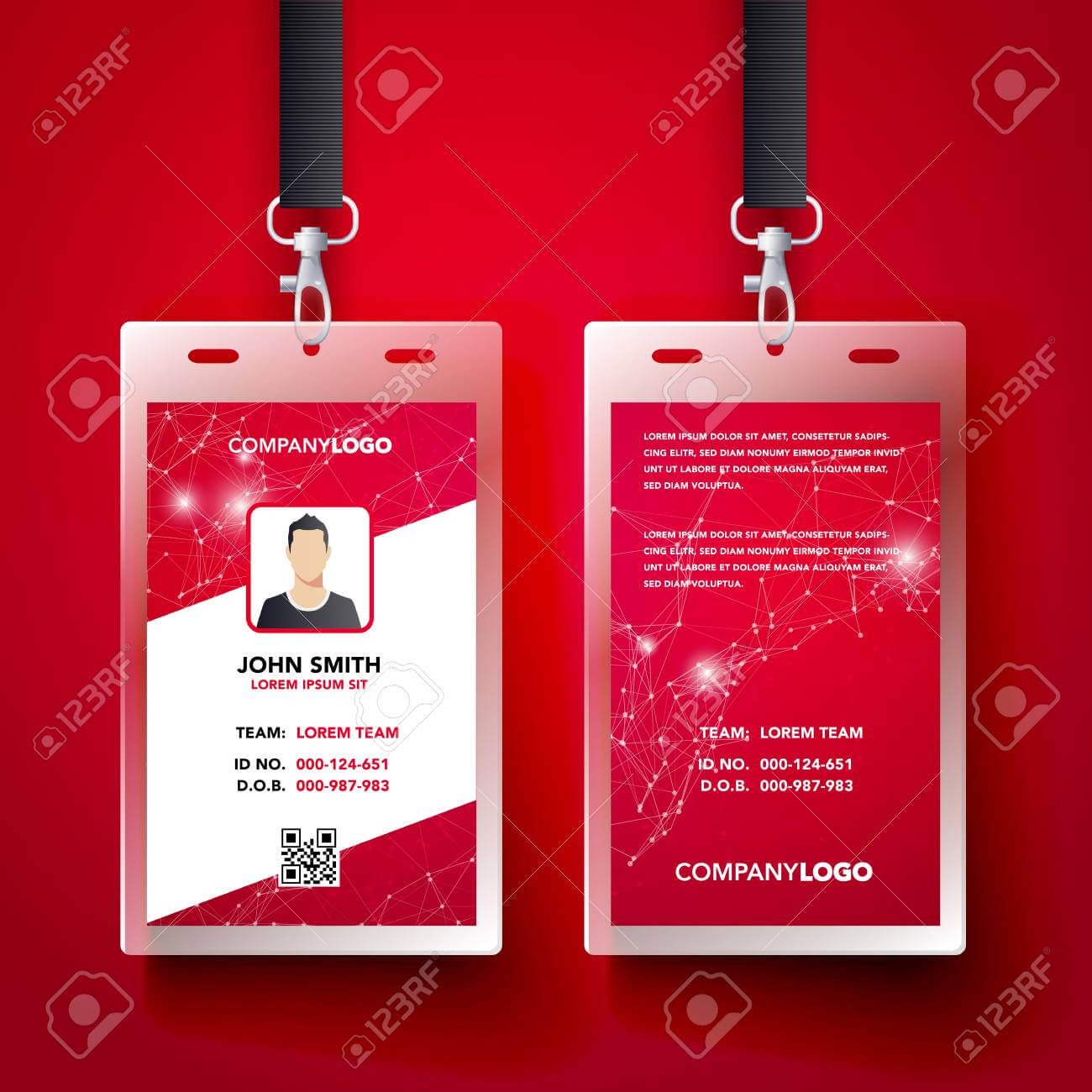 Vector Illustration Red Corporate Id Card Design Template Set Inside Company Id Card Design Template