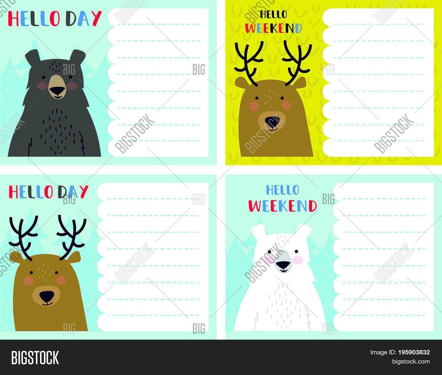 Vector Notes Card Set Vector & Photo (Free Trial) | Bigstock Inside Christmas Note Card Templates