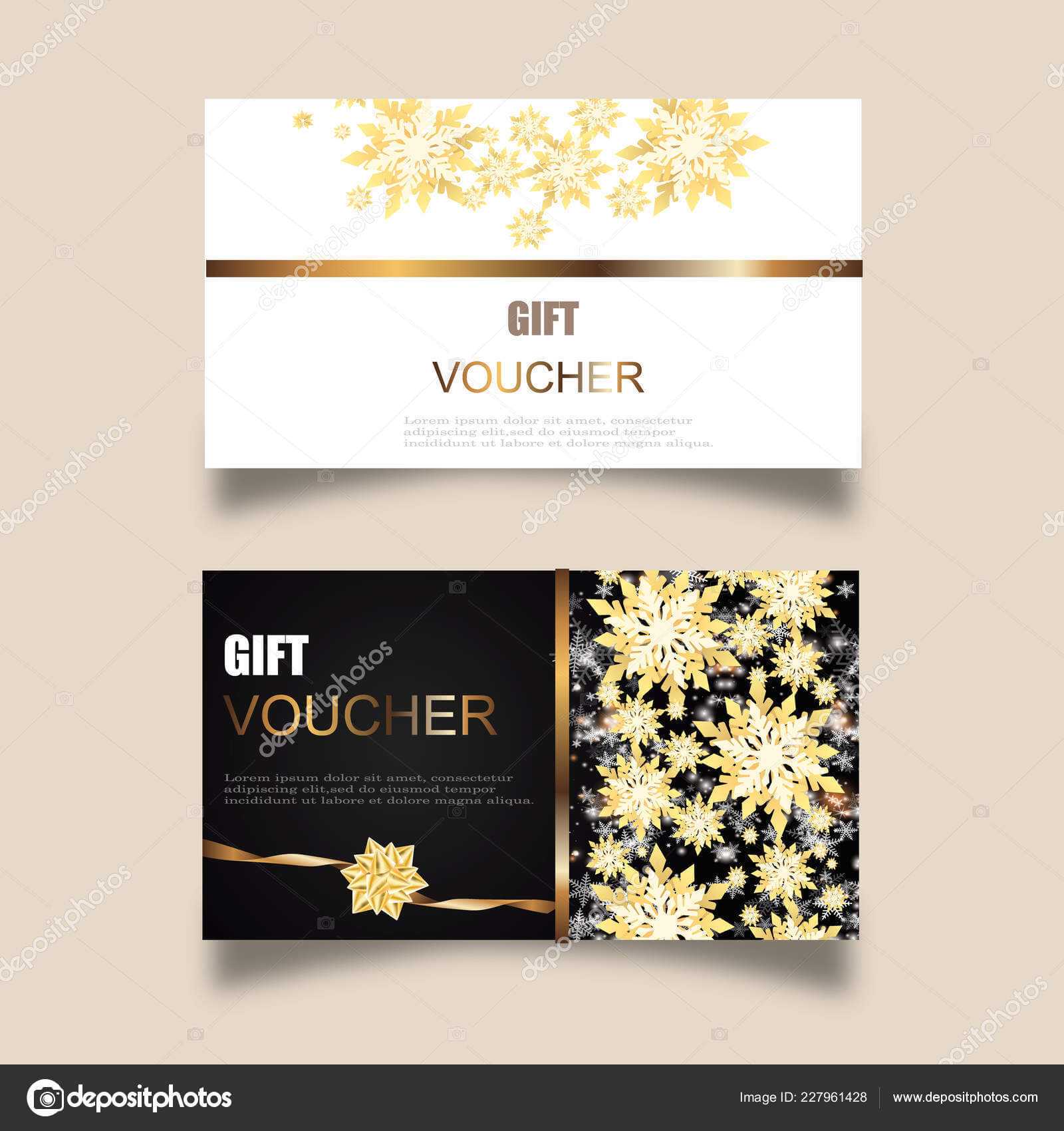 Vector Set Luxury Gift Vouchers Ribbons Gift Box Elegant Pertaining To Elegant Gift Certificate Template