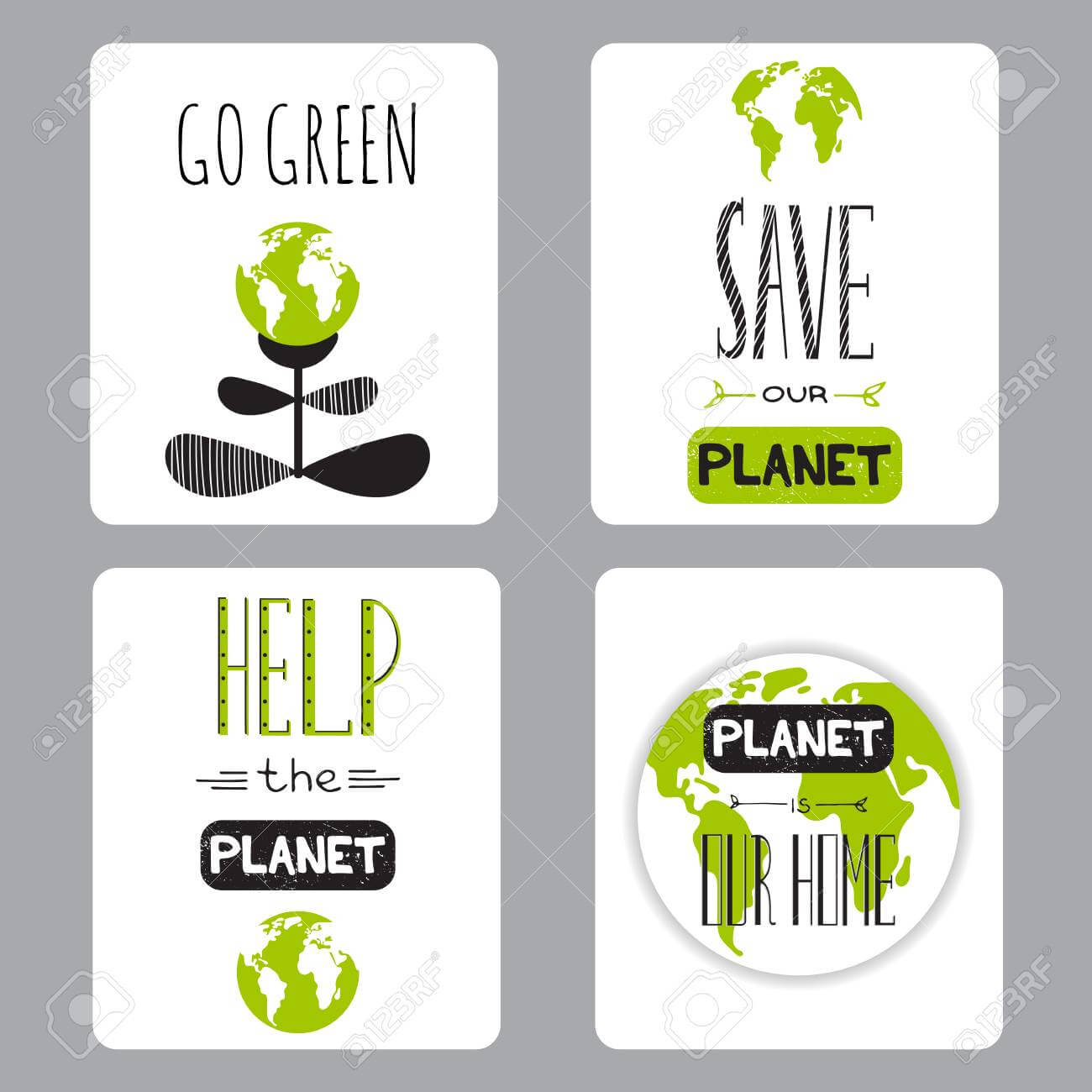Vector Set Of Small Card Templates. Suitable For Earth Day And.. Throughout Small Greeting Card Template
