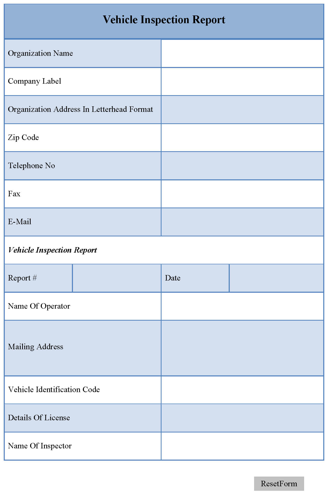 Vehicle Inspection Report Template | Editable Forms Inside Vehicle Inspection Report Template