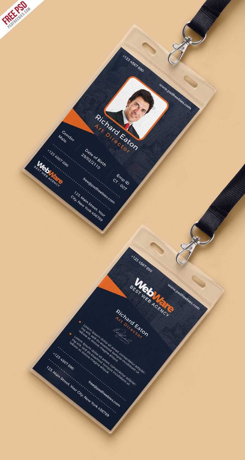 Vertical Company Identity Card Template Psd | Identity Card Intended For Id Card Design Template Psd Free Download