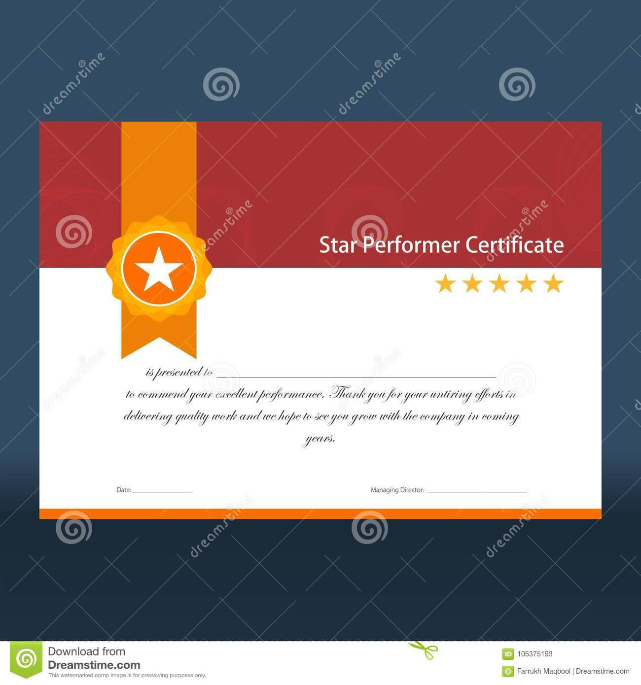 Vintage Red And Gold Star Performer Certificate Stock Vector With Star Performer Certificate Templates