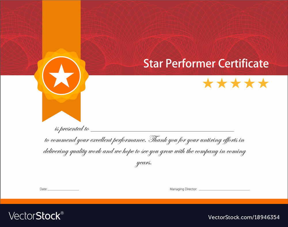 Vintage Red And Gold Star Performer Certificate Throughout Star Performer Certificate Templates