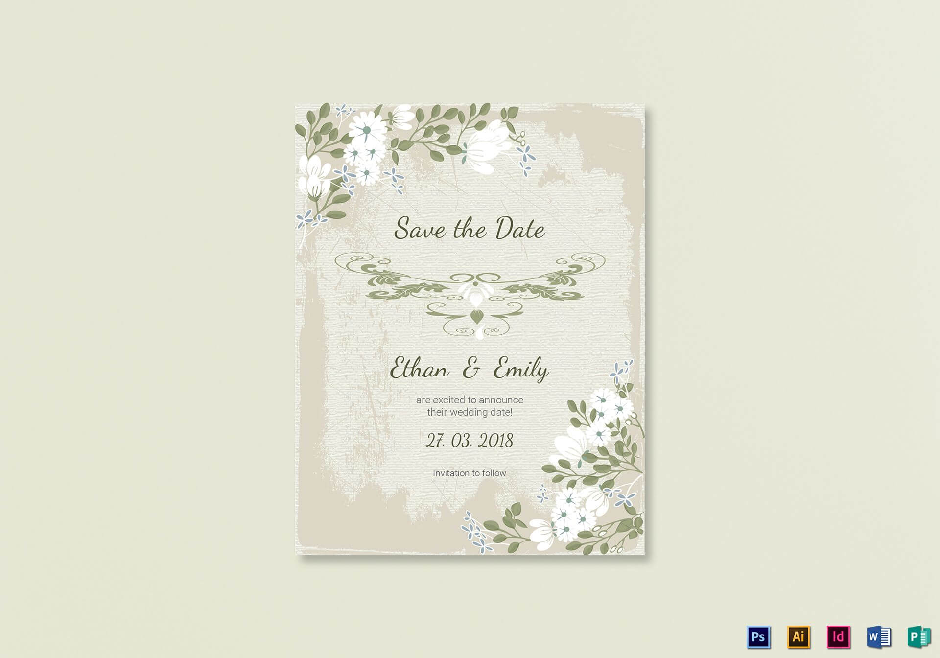 Vintage Save The Date Card Template With Save The Date Template Word