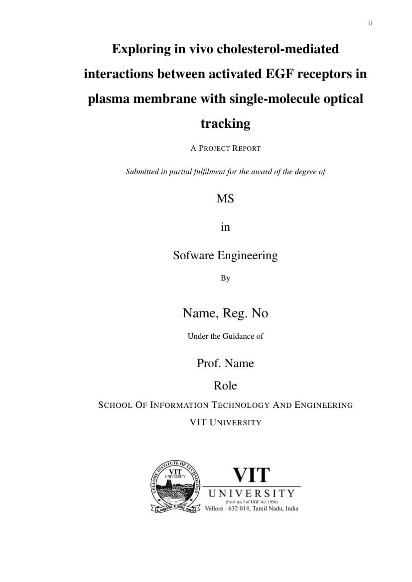 Vit – Template For Vit Project Report Template For Project Report Template Latex