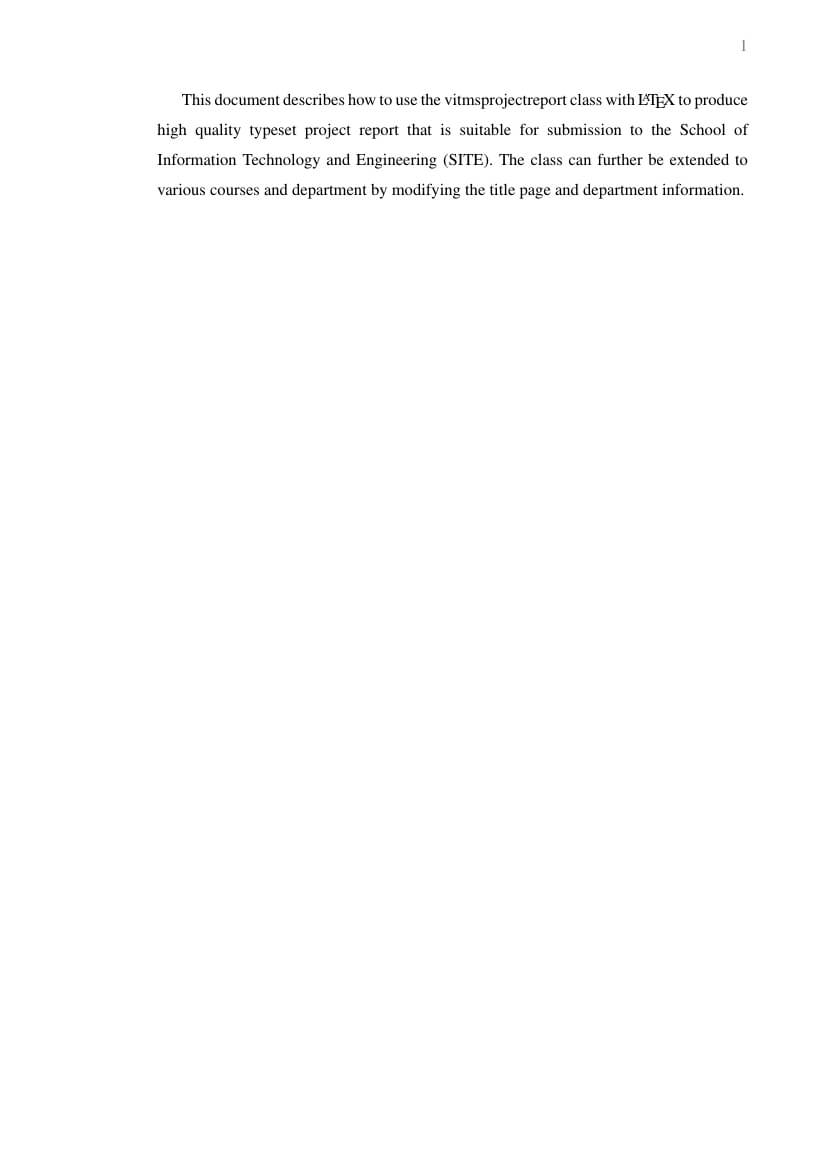 Vit – Template For Vit Project Report Template Intended For Project Report Template Latex