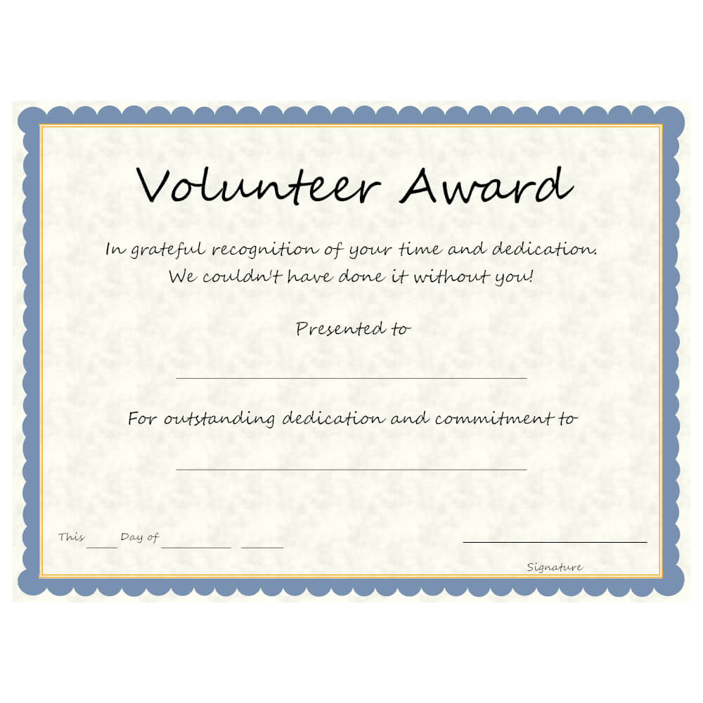 Volunteer Certificate Sample
