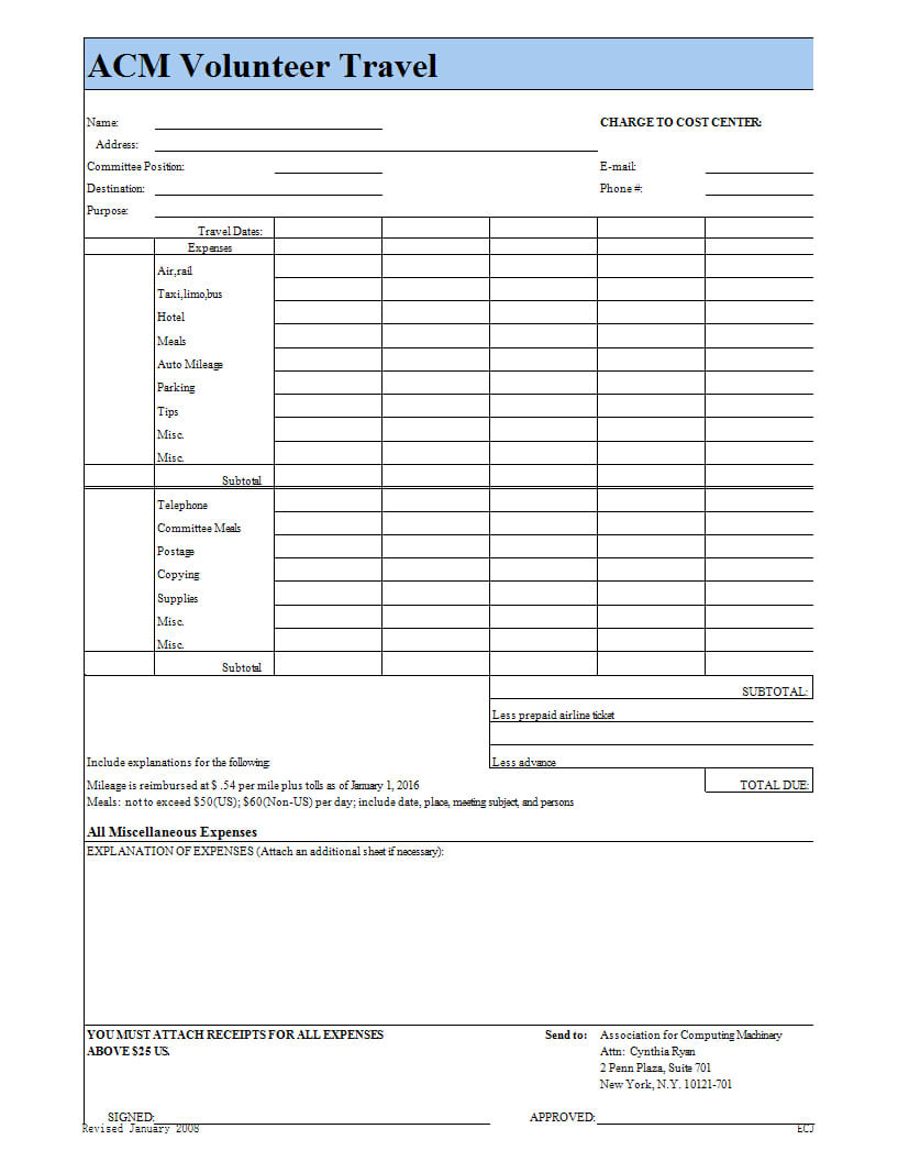 Volunteer Travel And Expense Report Template | Templates At In Volunteer Report Template