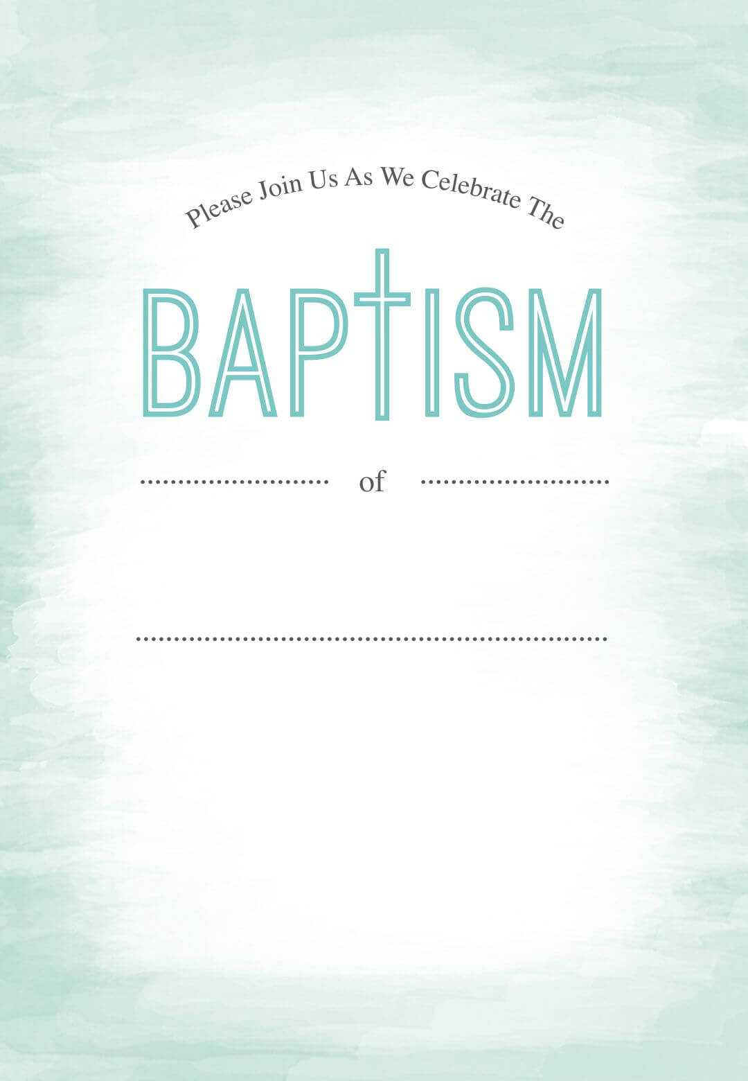 Water – Baptism & Christening Invitation Template (Free Intended For Blank Christening Invitation Templates