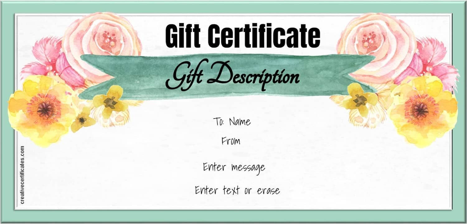 Watercolor Gift Certificate Template | Gift Certificate Intended For Company Gift Certificate Template