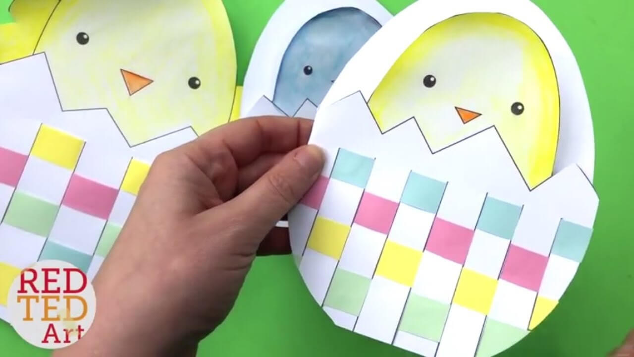Weaving Chick Cards With Template - Easy Easter Card Diy Ideas For Easter Chick Card Template