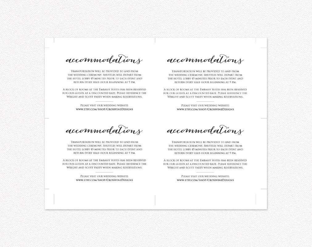 Wedding Accommodations Card Insert · Wedding Templates And Intended For Wedding Hotel Information Card Template