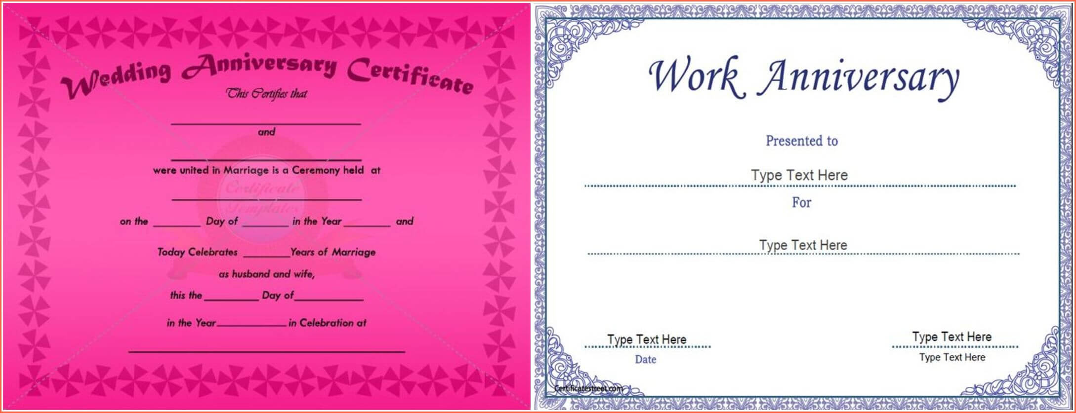 Wedding Anniversary Certificate Template Free With 25Th Gift Inside Anniversary Certificate Template Free