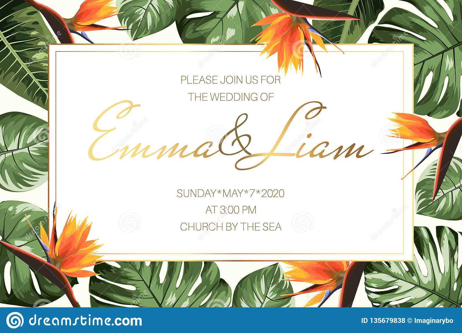 Wedding Event Invitation Rsvp Card Template. Green Monstera Regarding Event Invitation Card Template