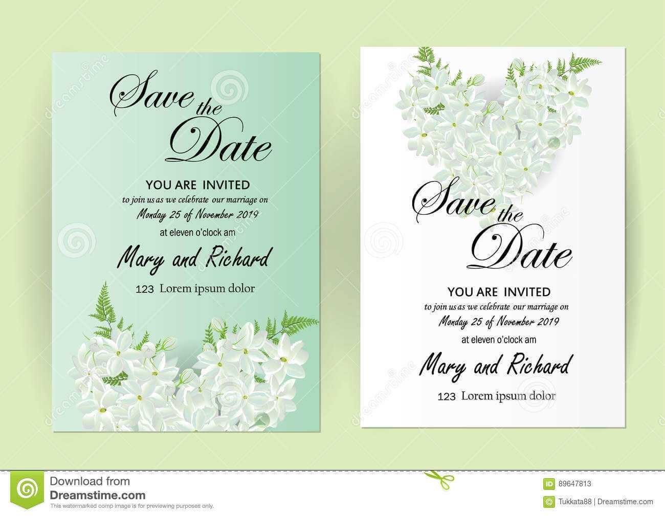 Wedding Invitation Card Flowers,jasmine Stock Vector With Wedding Card Size Template