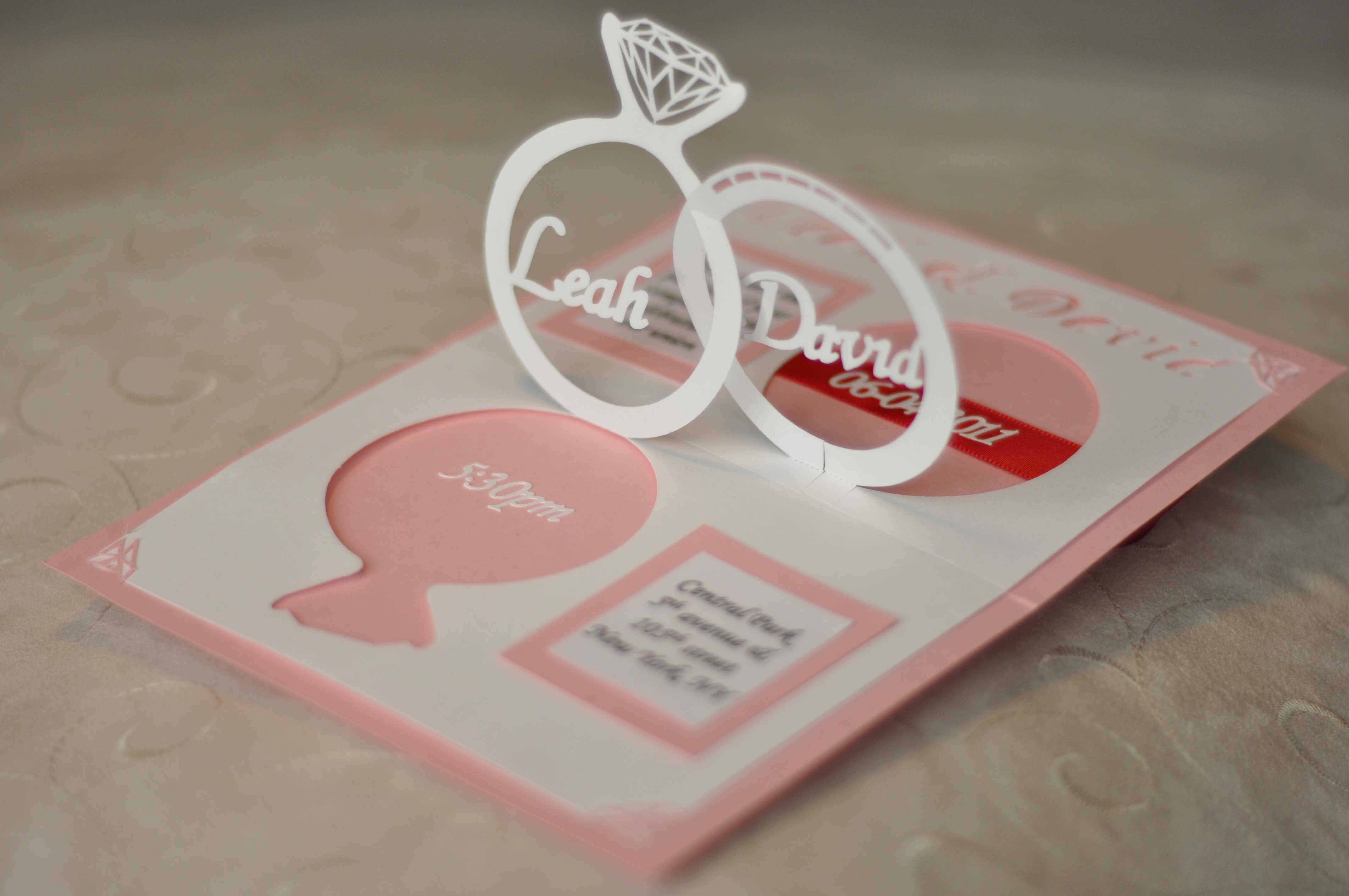 Wedding Invitation Linked Rings Pop Up Card Template For Wedding Pop Up Card Template Free