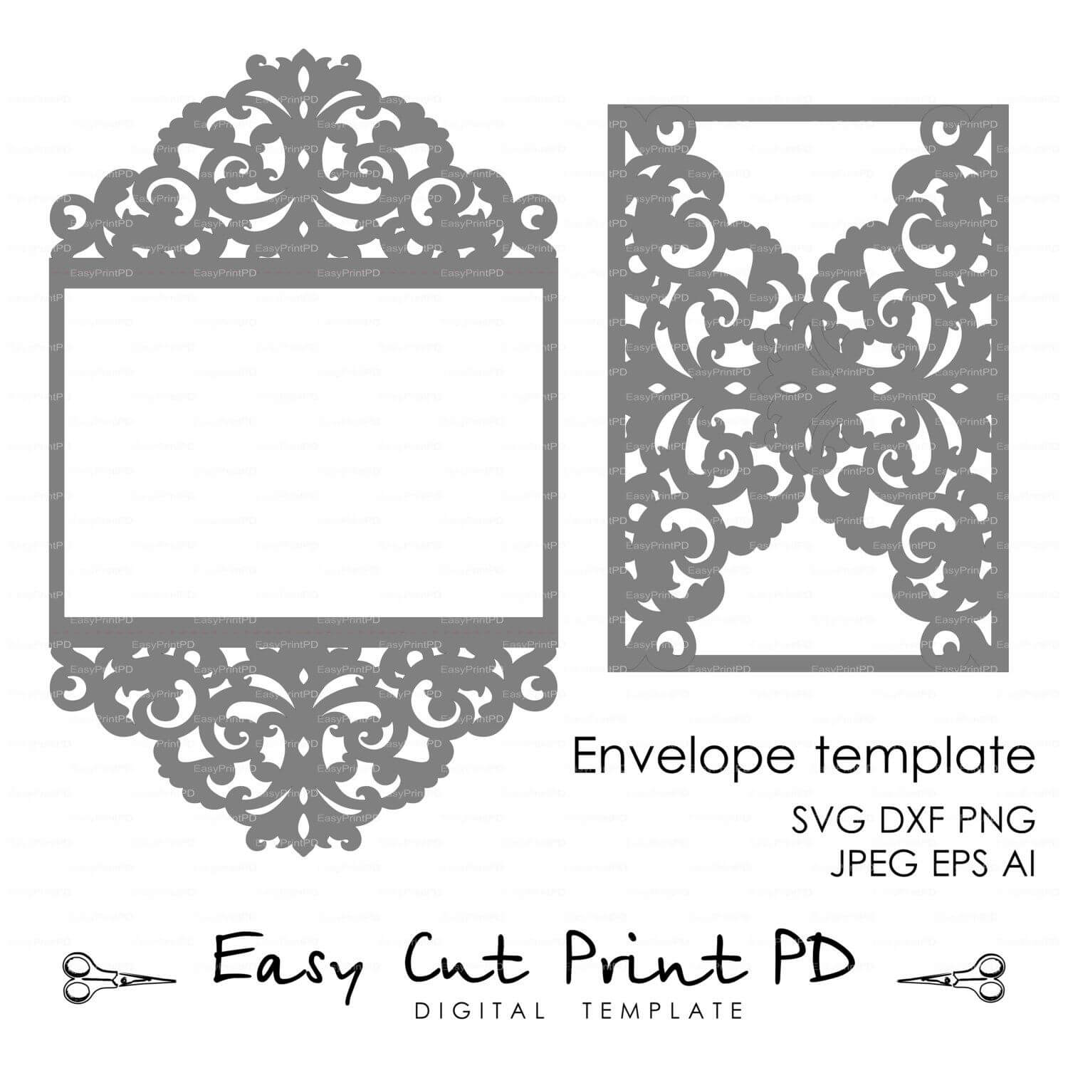 Wedding Invitation Pattern Card Template Lace Folds (Studio Regarding Silhouette Cameo Card Templates