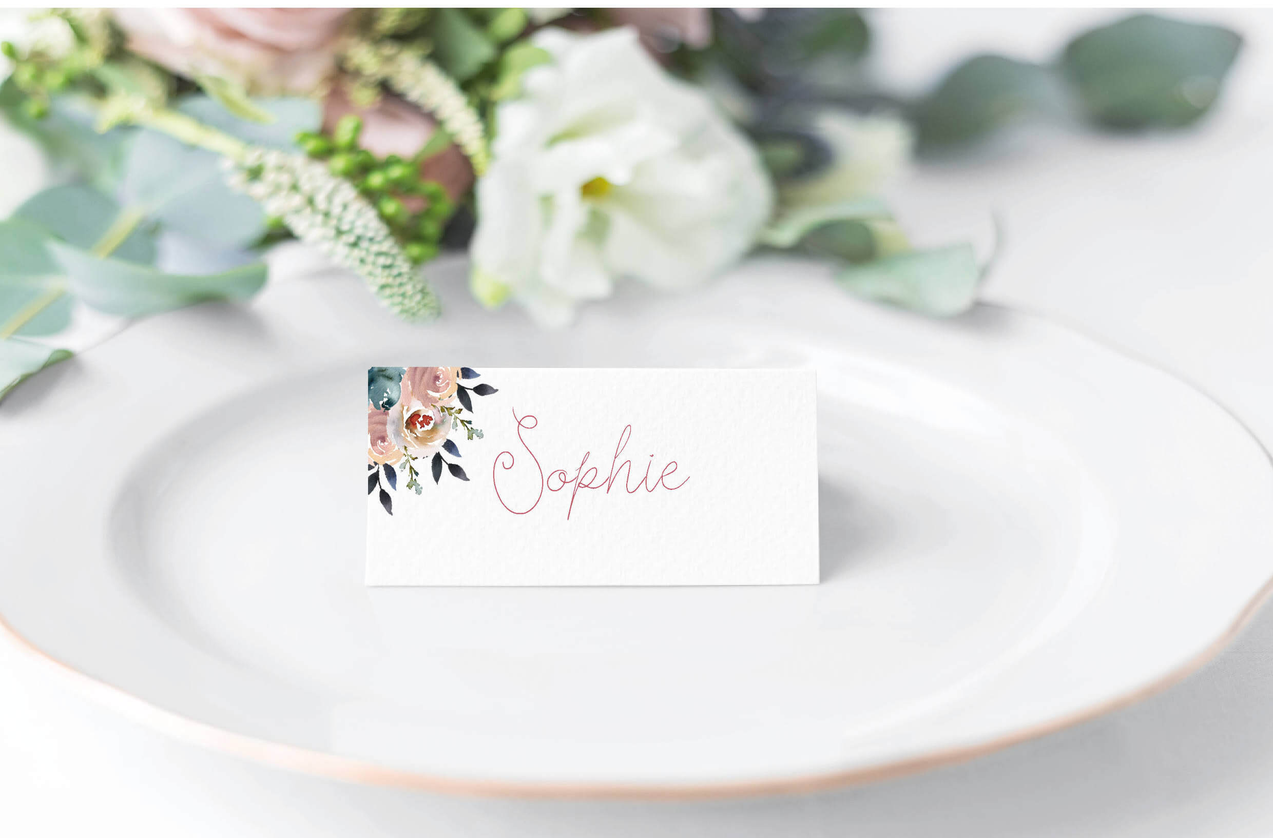 Wedding Place Card Template, Name Card Printable, Floral Place Card Setting Intended For Place Card Setting Template