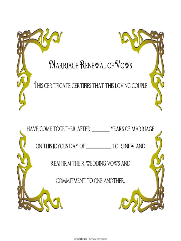 Wedding Renewal Certificate Template – Fill Online Inside Blank Marriage Certificate Template