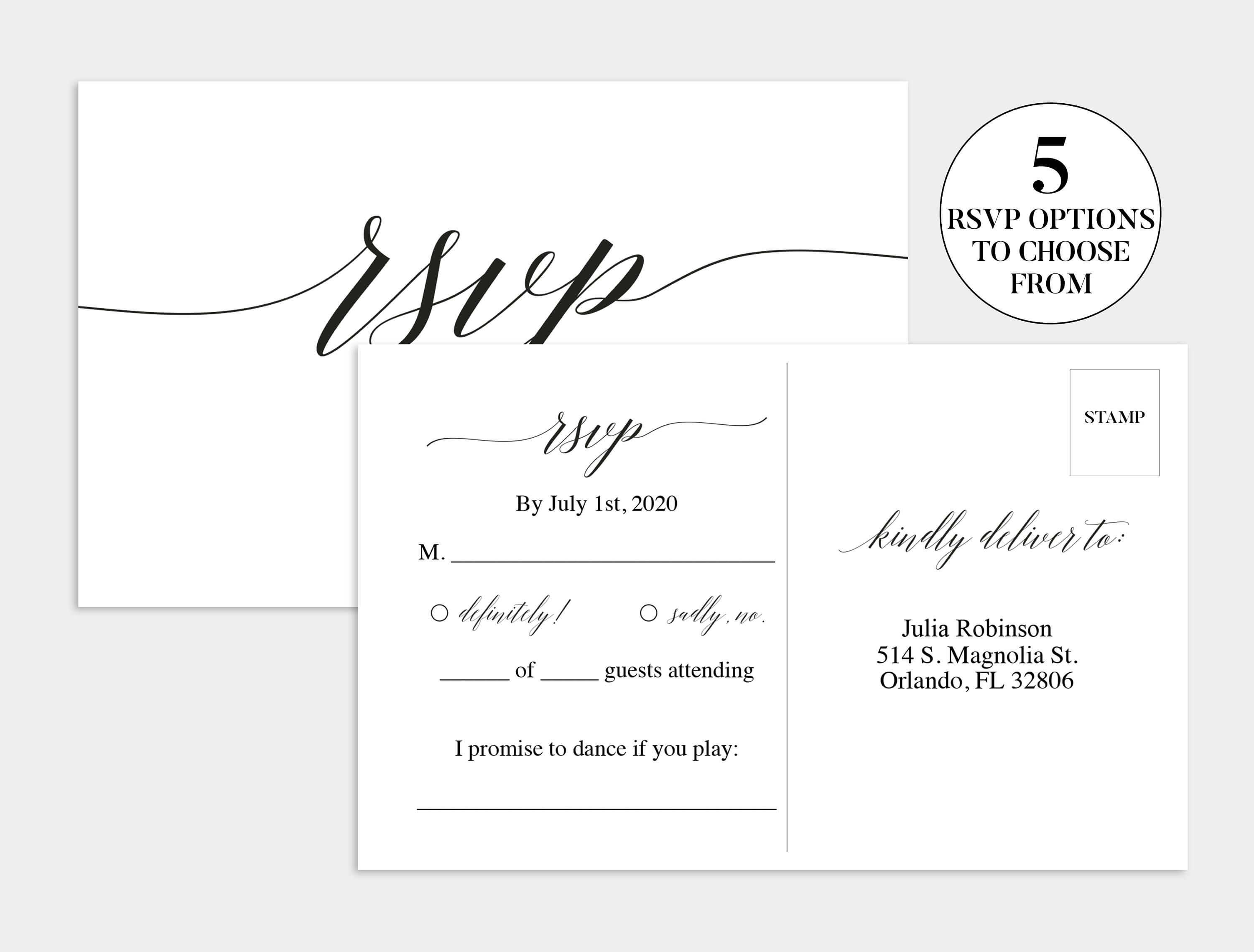 Wedding Rsvp Card | Wedding Rsvp Template | Wedding Rsvp Within Template For Rsvp Cards For Wedding