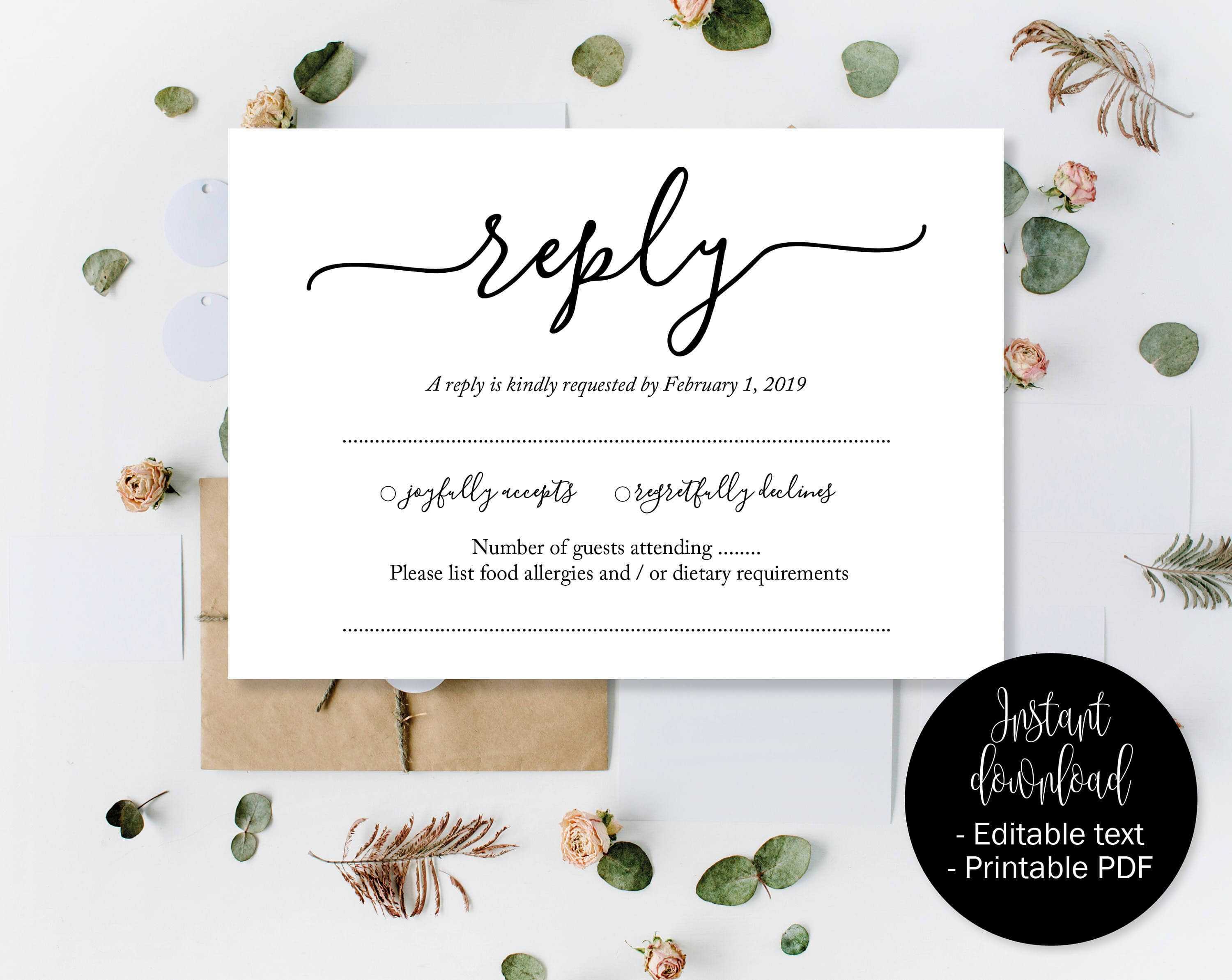 Wedding Rsvp Cards, Wedding Reply Attendance Acceptance With Regard To Template For Rsvp Cards For Wedding