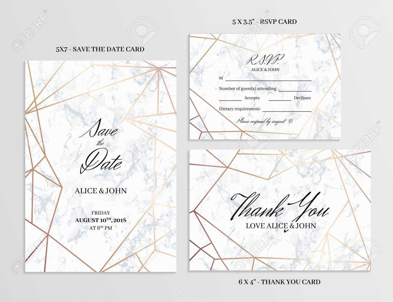 Wedding Set. Save The Date, Thank You And R.s.v.p. Cards Template.. Inside Template For Rsvp Cards For Wedding