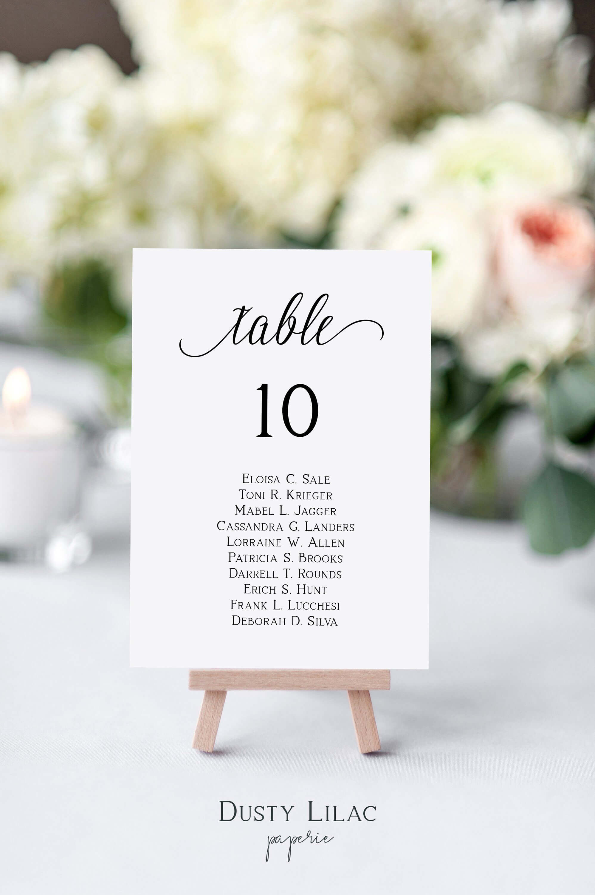 Wedding Table Number Seating Chart Cards Template, Editable With Table Number Cards Template