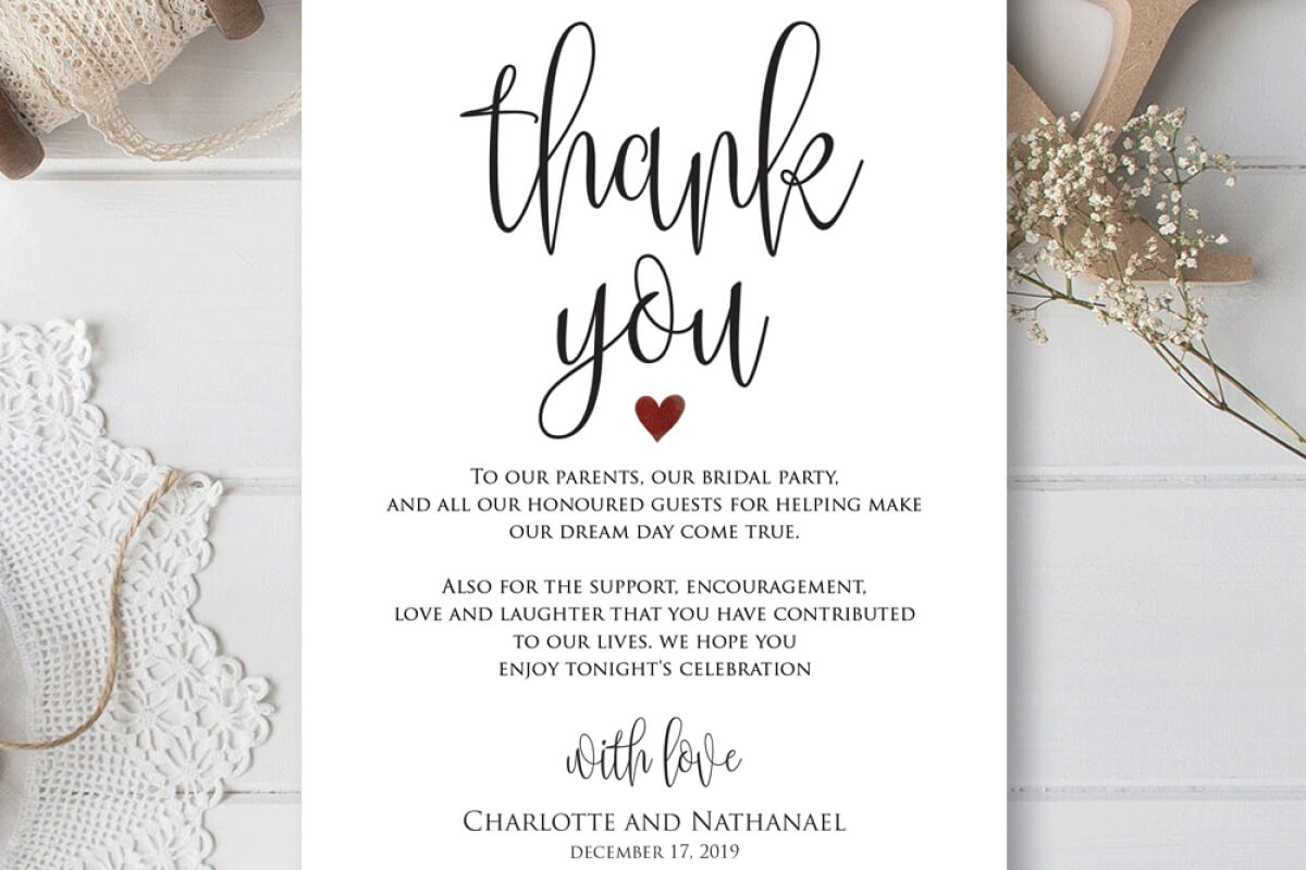 Wedding Thank You Note, Printable Thank You Card Template Throughout Thank You Note Cards Template