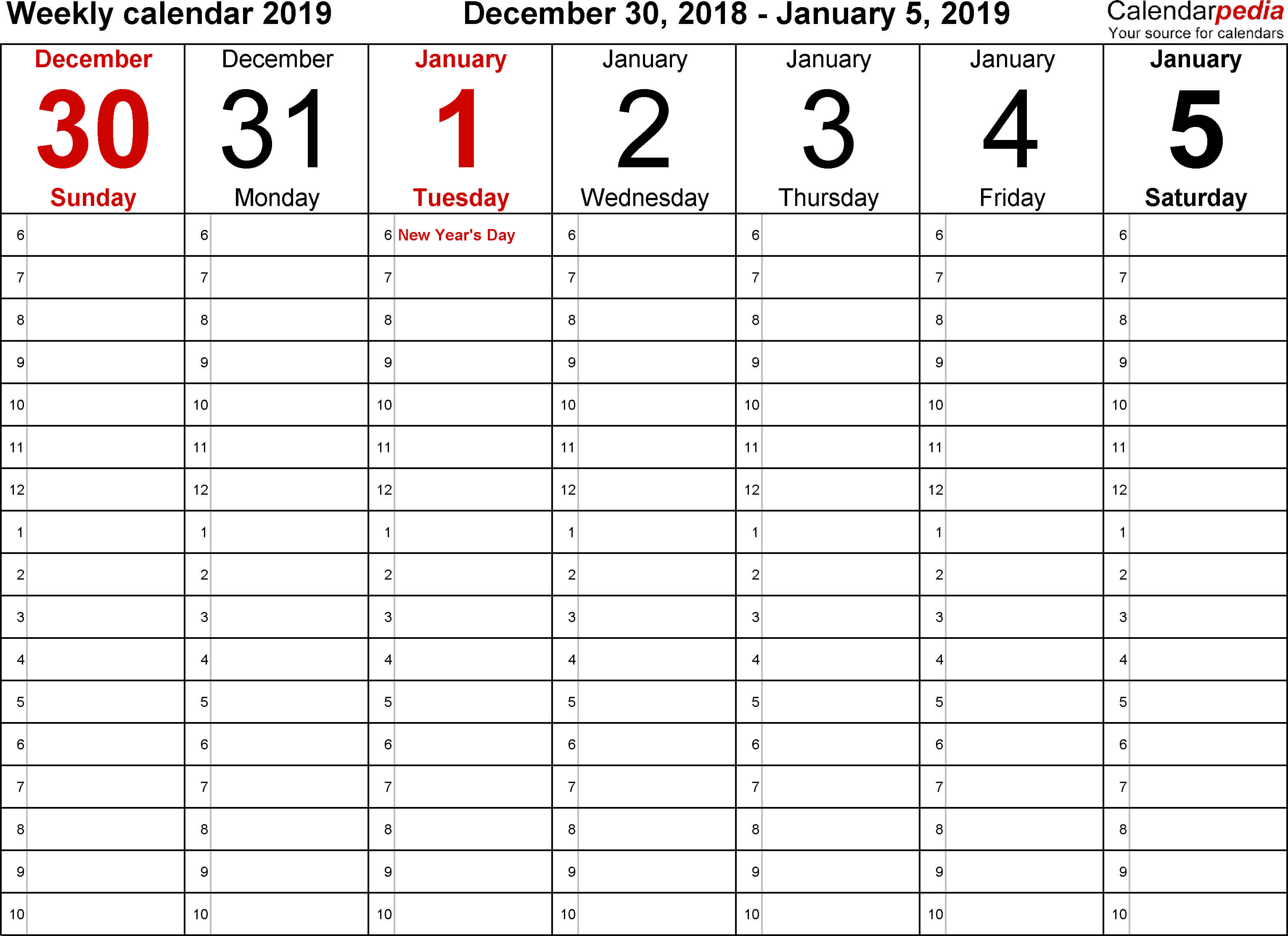 Weekly Calendars 2019 For Word – 12 Free Printable Templates Pertaining To Personal Word Wall Template