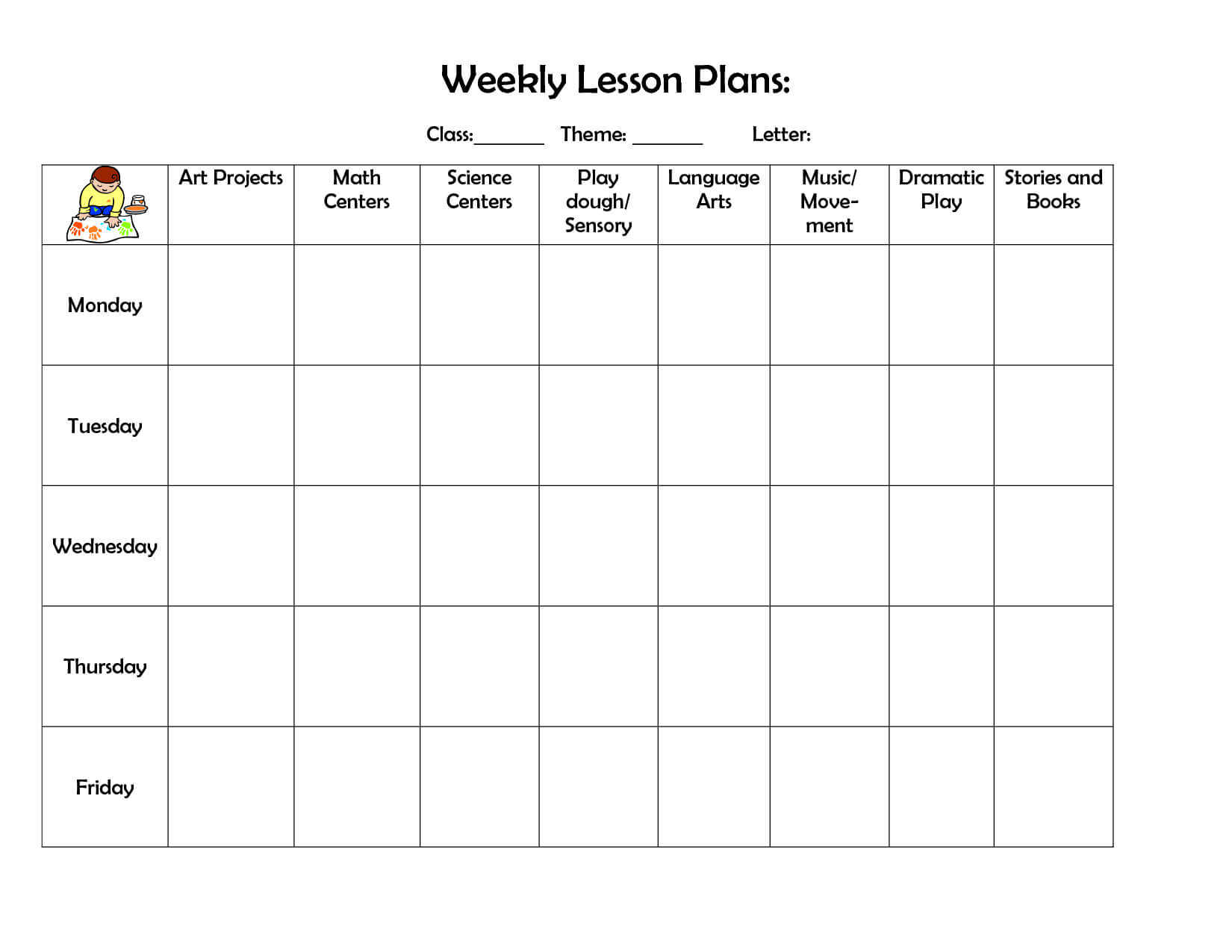 Weekly Lesson Plan | Preschool Lesson Plan Template, Daycare Regarding Blank Preschool Lesson Plan Template