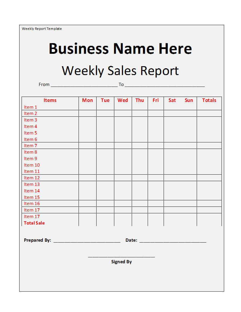 Weekly Report Template In Marketing Weekly Report Template