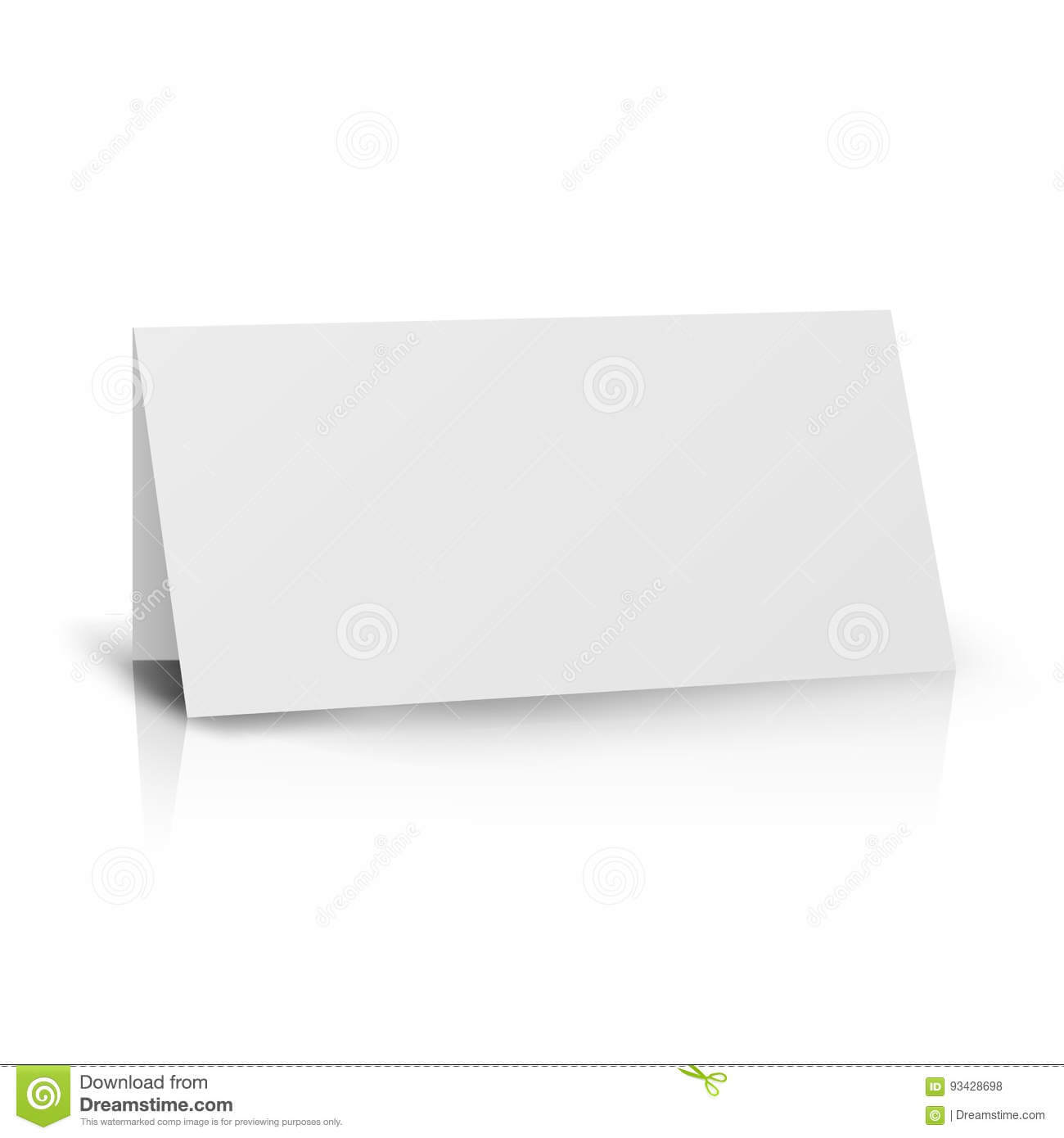 White Folder Paper Greeting Card Vector Template. Stand With Card Stand Template